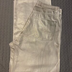 Zara Metallic Silver Wide Leg Jeans